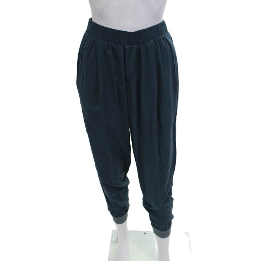Velvet Women Jogger Harem Pants Dark Blue Lyocell Linen Bohemian Size XS